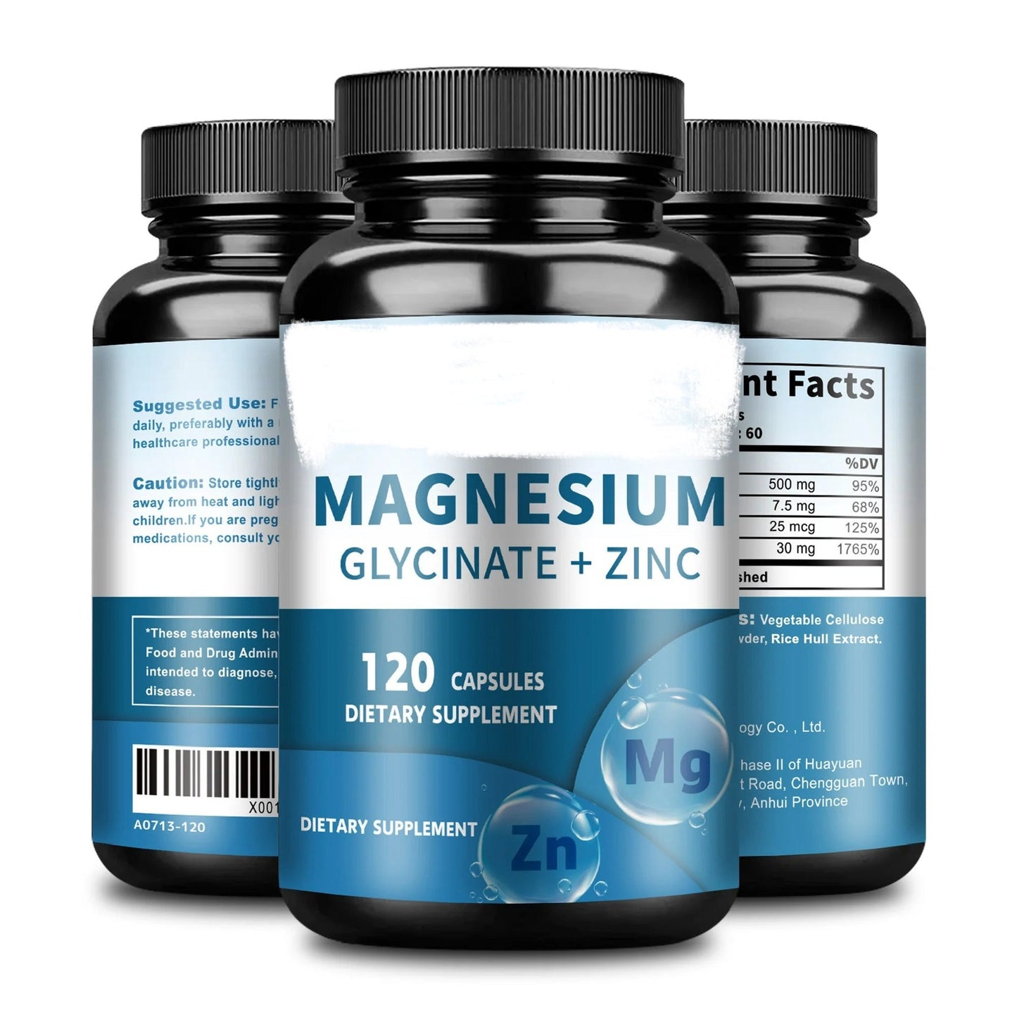 Magnesium Glycinate + Zinc Capsules - كبسولات المغنيسيوم الجليسينات والزنك لصحة العضلات والمفاصل والعظام ونظام المناعة - 120 كبسولة