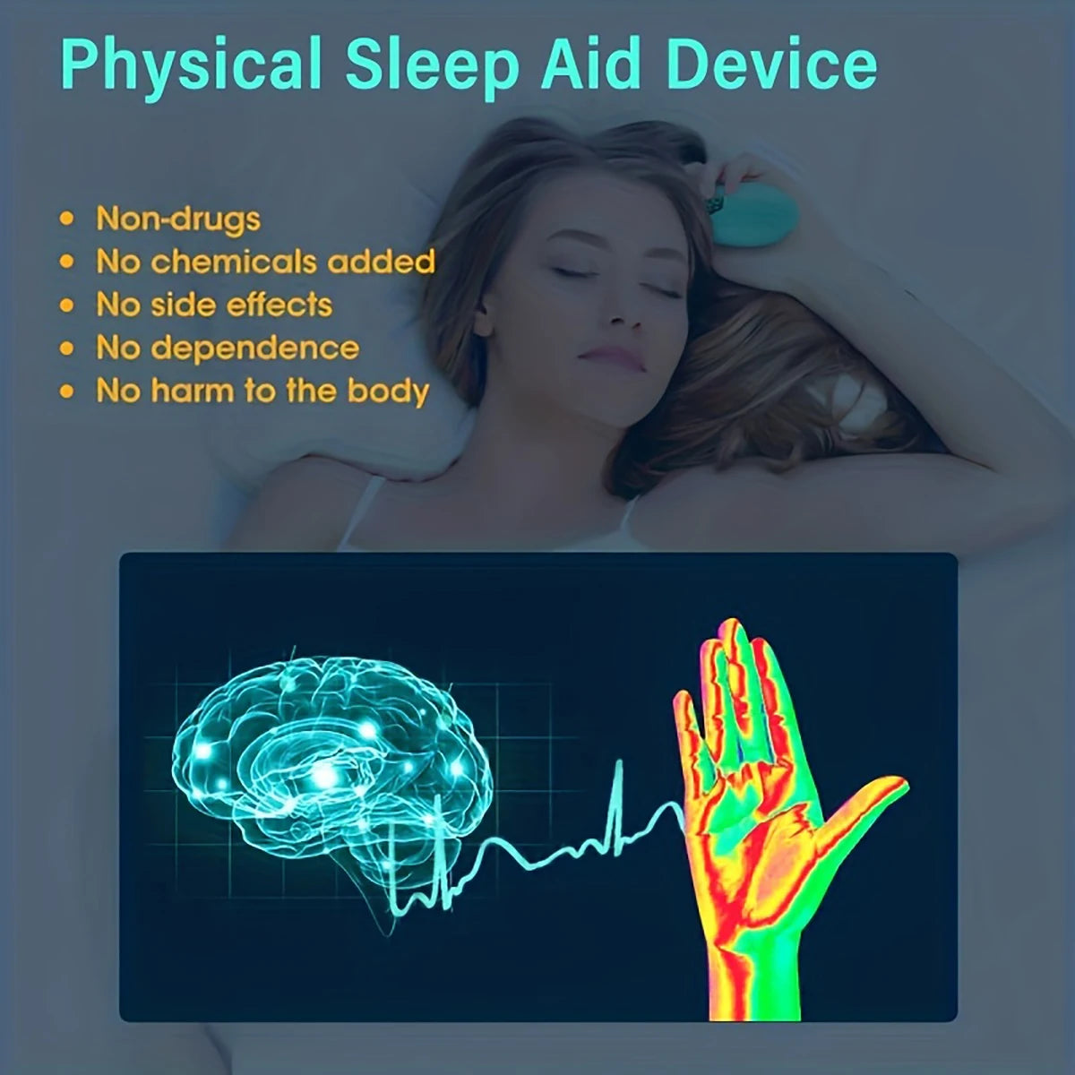 Microcurrent & EMS Sleep Aid Device: Beat Insomnia & Stress! 🌙⚡
- Palm Pulse Massager for instant relaxation.
- Works in 20 mins.
Schlafgerät mit Mikrostrom- und EMS-Technologie: Für Schlaflosigkeit, Stress und Angst!