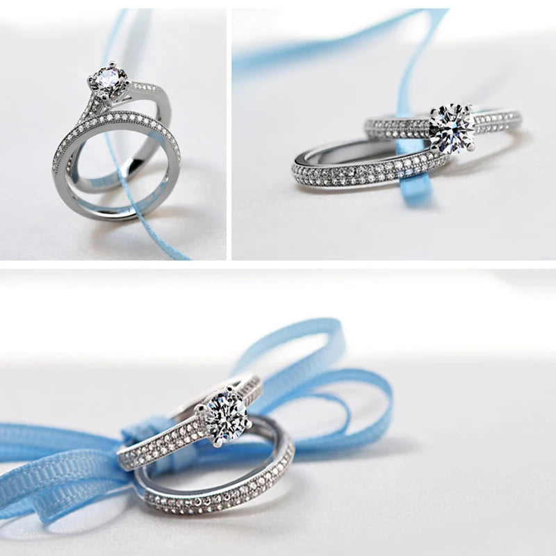 Sterling Silver Wedding Ring Set for Women - خاتم زفاف فضة استرلينية عتيق مع تصميم للنساء، هدية ذكرى للسيدات، مبيعات بالجملة للمجوهرات