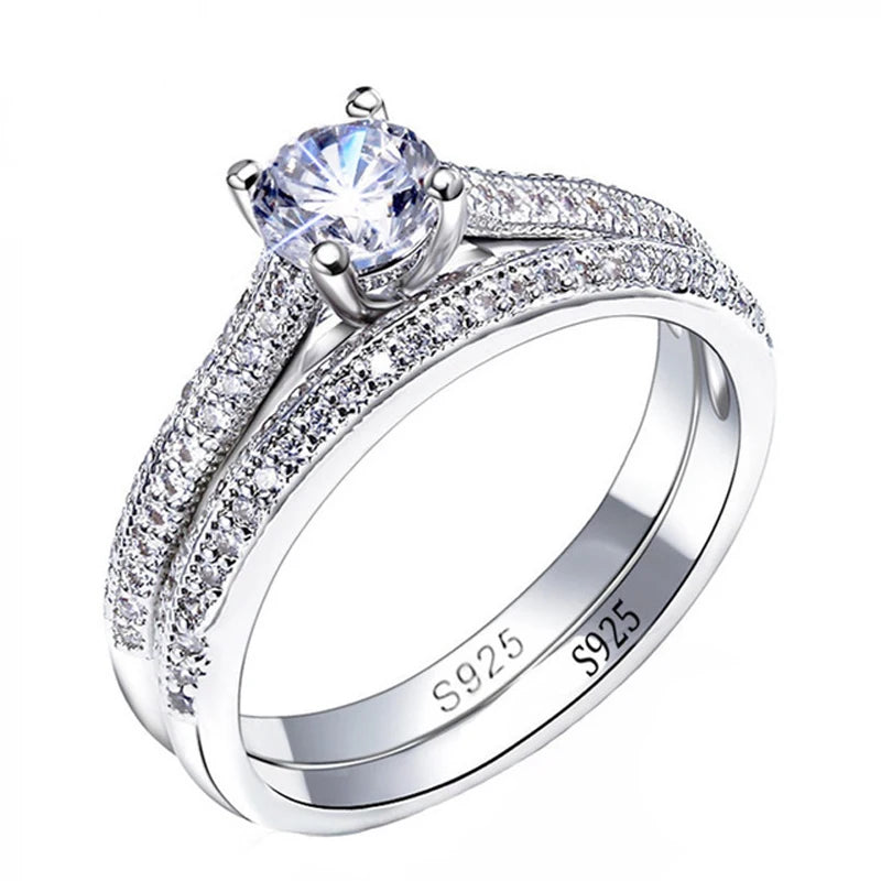 Sterling Silver Wedding Ring Set for Women - خاتم زفاف فضة استرلينية عتيق مع تصميم للنساء، هدية ذكرى للسيدات، مبيعات بالجملة للمجوهرات