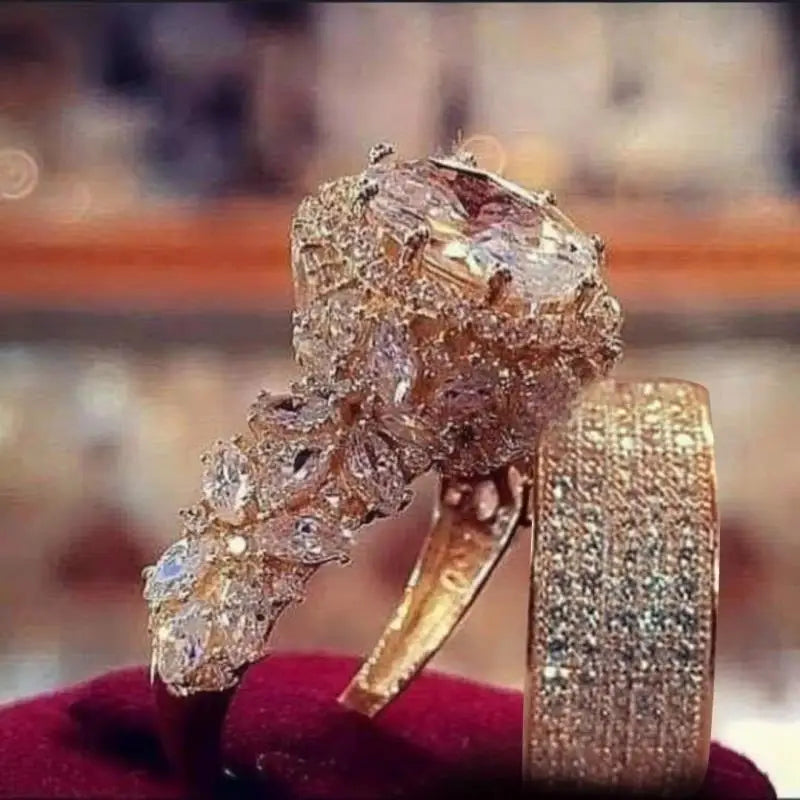 Indulge in Elegance with Our Exquisite Fashion Luxury Princess Ring Set! Elevate Your Bridal Look with Stunning Cubic Zirconia St "Genießen Sie Eleganz mit unserer luxuriösen Prinzessinnenringkollektion! Verbessern Sie Ihr Hochzeitsoutfit mit den zauberha