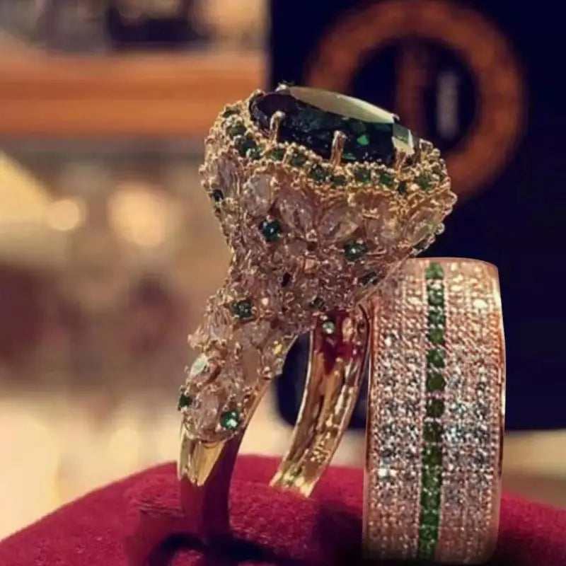 Indulge in Elegance with Our Exquisite Fashion Luxury Princess Ring Set! Elevate Your Bridal Look with Stunning Cubic Zirconia St "Genießen Sie Eleganz mit unserer luxuriösen Prinzessinnenringkollektion! Verbessern Sie Ihr Hochzeitsoutfit mit den zauberha