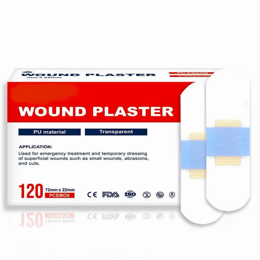 Get 120 waterproof wound healing strips, perfect for sports and bathing. Get it now for instant protection! احصل على 120 شريط علاجي للجروح مقاوم للماء، مثالي للرياضة والاستحمام. احصل عليه الآن للحماية الفورية!