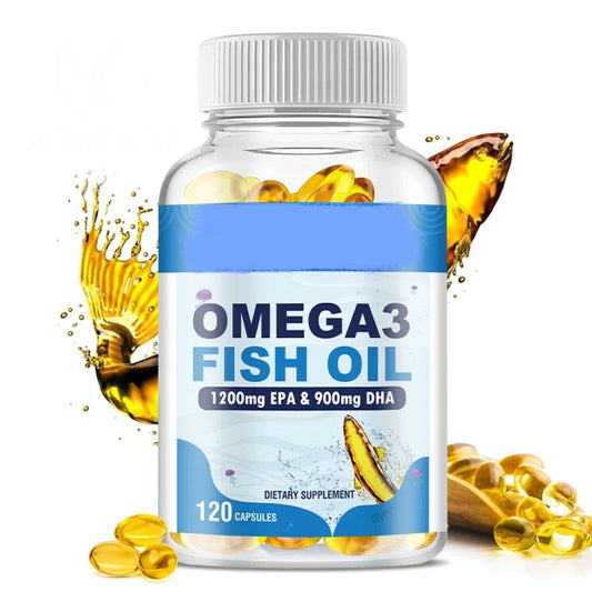 Omega-3 Fish Oil Capsules for Joint, Eye, and Skin Health - زيت سمك أوميغا 3 - غني بـ DHA / EPA - يعزز صحة المفاصل والعيون والبشرة، ويدعم الجهاز المناعي - 120 كبسولة