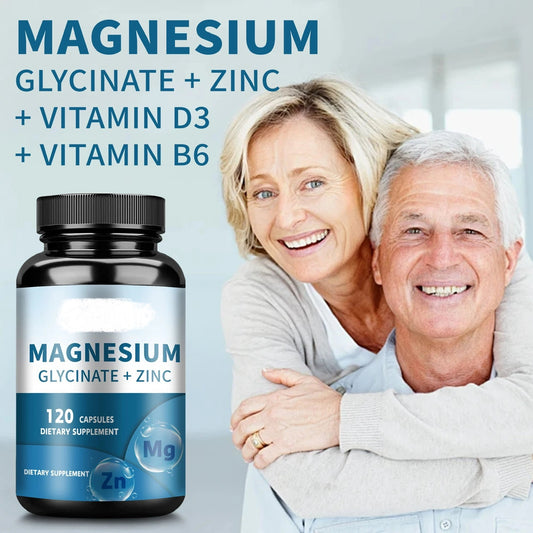 Magnesium Glycinate + Zinc Capsules - كبسولات المغنيسيوم الجليسينات والزنك لصحة العضلات والمفاصل والعظام ونظام المناعة - 120 كبسولة