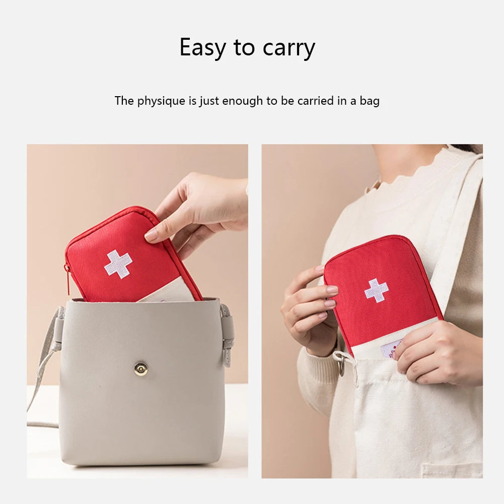 Portable First Aid Medical Kit: Ideal for Travel, Outdoor Camping, and Emergencies. Compact Storage Bag with Travel Mini EDC Pouch Organizer and Pill Case.
حقيبة إسعافات أولية محمولة: مثالية للسفر والتخييم في الهواء الطلق وحالات الطوارئ. حقيبة تخزين مدمجة