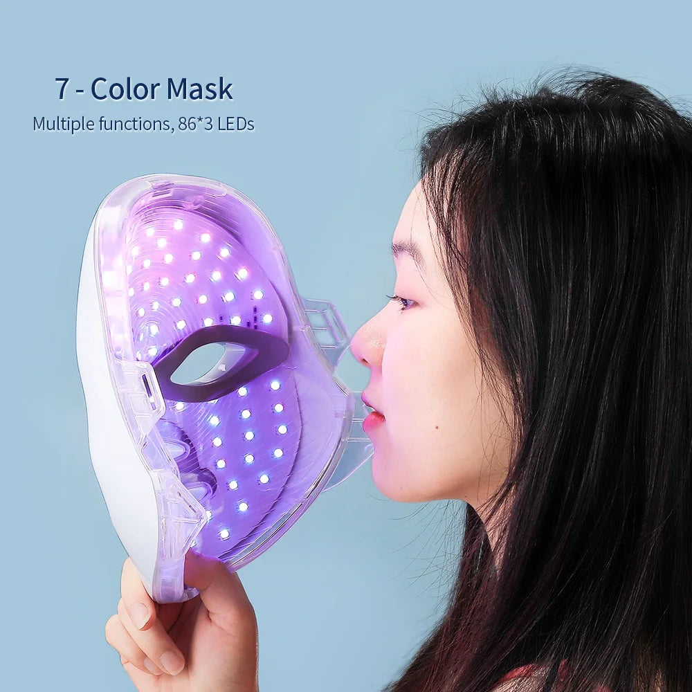 Enjoy LED & Red Light Skin Masks for skin benefits. Get tight, youthful skin with Bio Beauty tech. "استمتع بفوائد تقنية الـ LED والضوء الأحمر للبشرة مع قناع الوجه بـ 7 ألوان والعنق. احصل على بشرة مشدودة وشابة مع تقنية الجمال الحيوي. 🔥العرض محدود