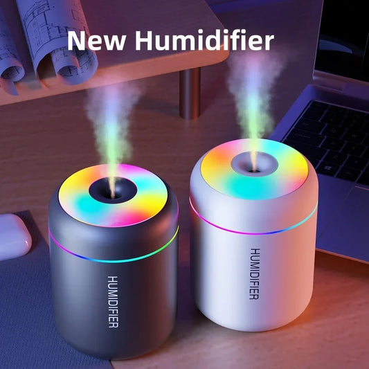 Mini USB Electric Aroma Diffuser for Car, Home, Bedroom - مرطب هواء مصغر بسعة 180 مليلتر مع منفذ USB ومنقي للزيوت الأساسية ومصنع للضباب العطري مع إضاءة للسيارة والمنزل وغرفة النوم