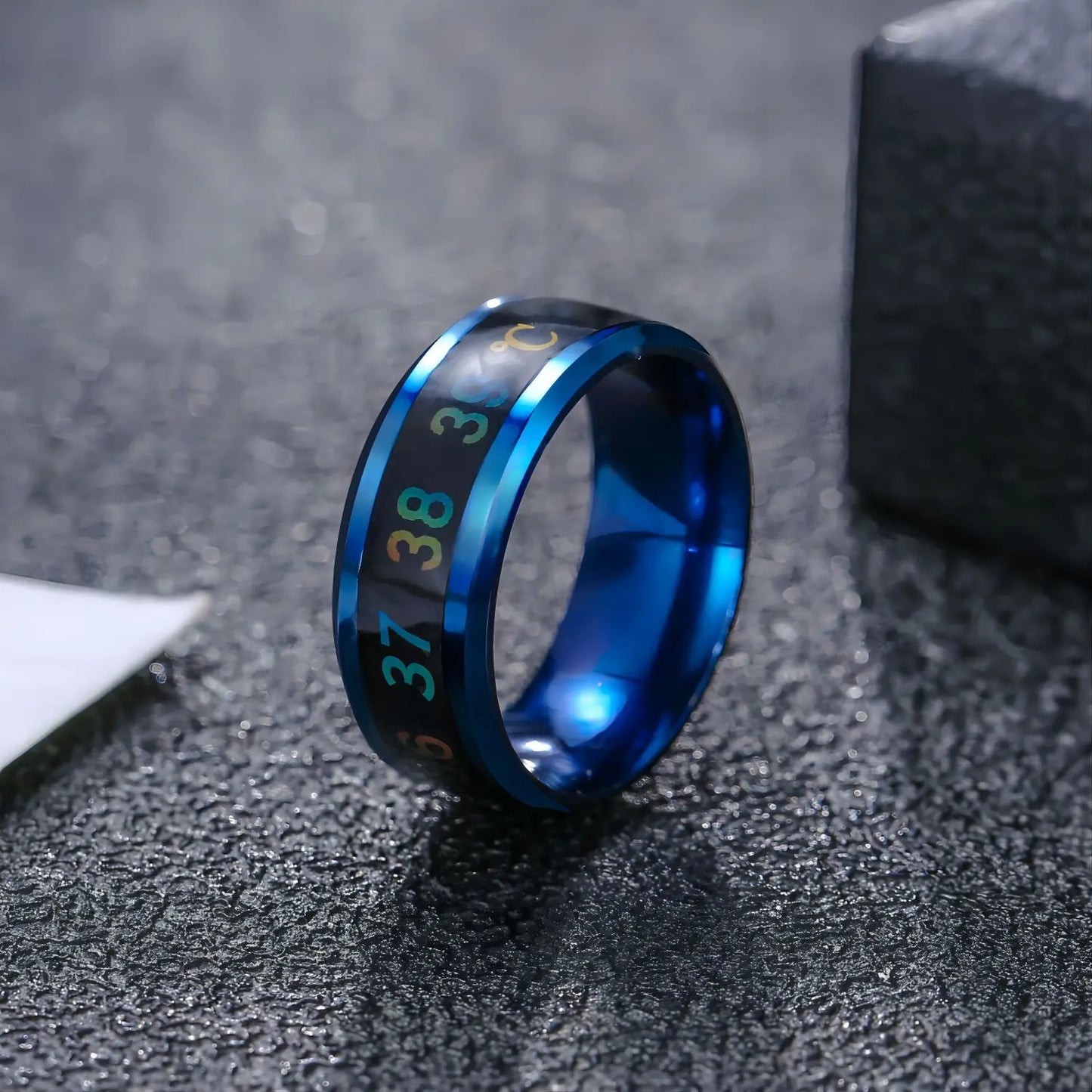 Temperature Ring Titanium Steel Mood Emotion Feeling Intelligent Temperature Sensitive Ring for Women and Men - خاتم تيتانيوم فولاذي حساس لدرجة الحرارة، يتفاعل بذكاء مع المزاج والمشاعر، مقاوم للماء، مجوهرات رائعة للرجال والنساء