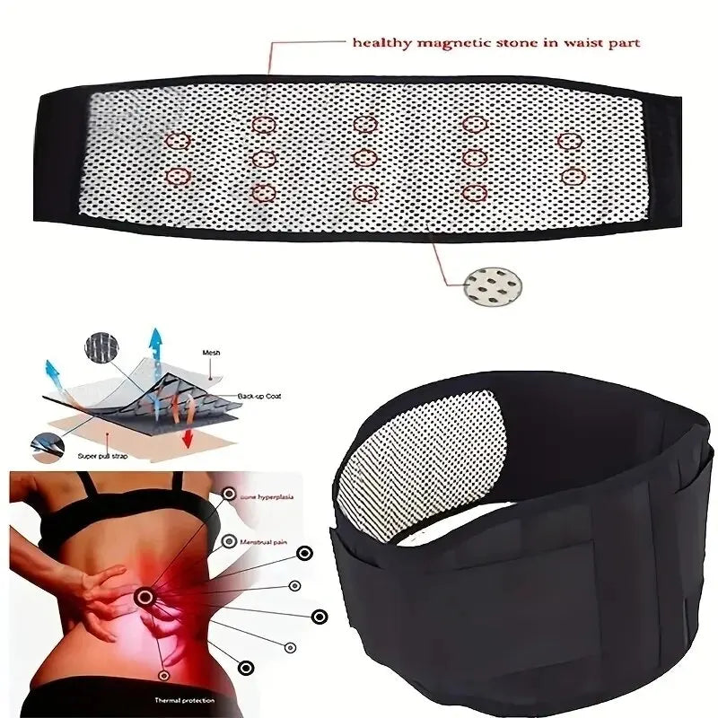 Self-heating Magnetic Therapy Belt: Supports back and waist, doubles as massage and sports accessory.
حزام علاجي مغناطيسي ذاتي التسخين: يدعم الظهر والخصر، ويستخدم كحزام تدليك وإكسسوار رياضي.