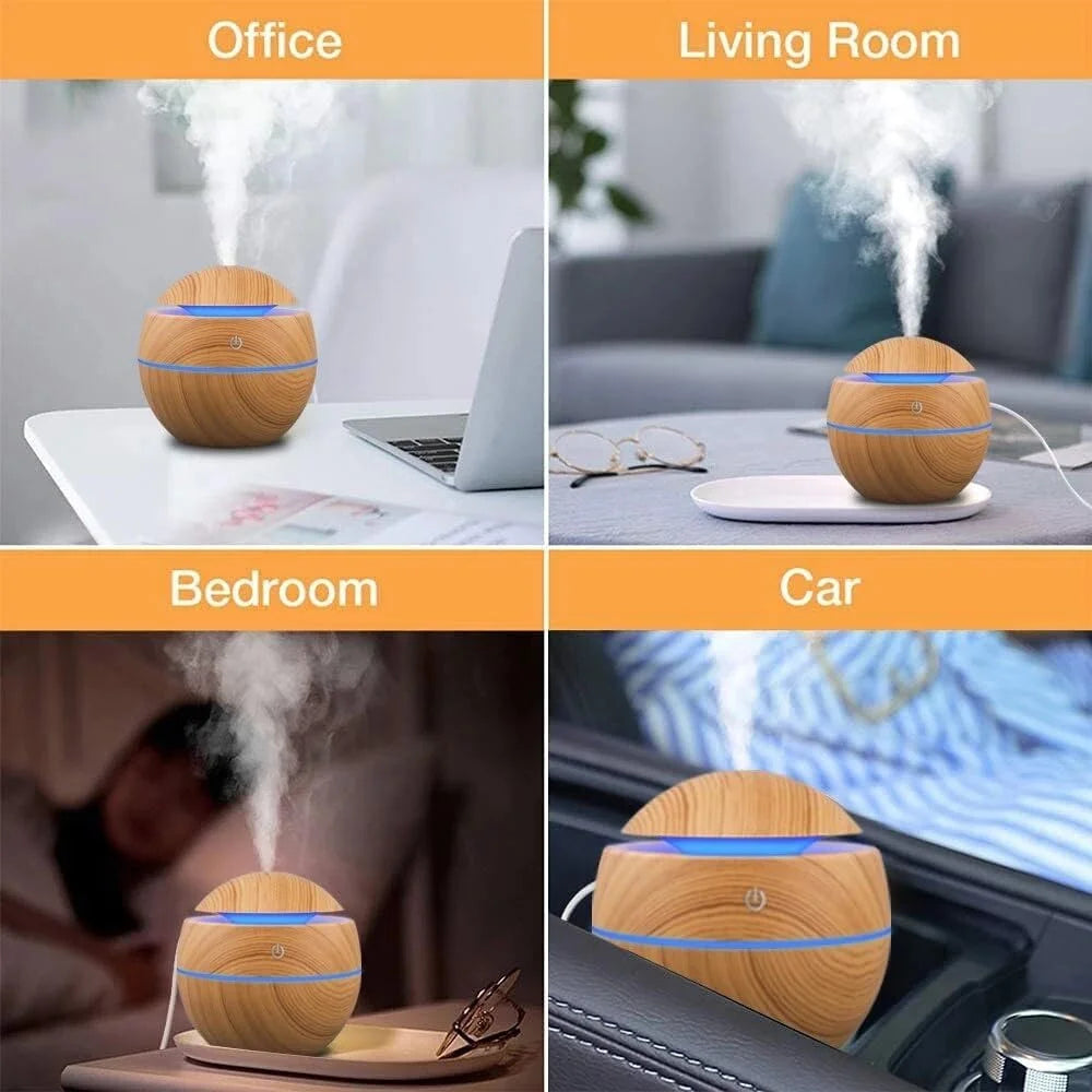 Wooden Electric Aroma Diffuser for Relaxing Bedrooms - جهاز ترطيب هواء بالخشب لغرف النوم المريحة