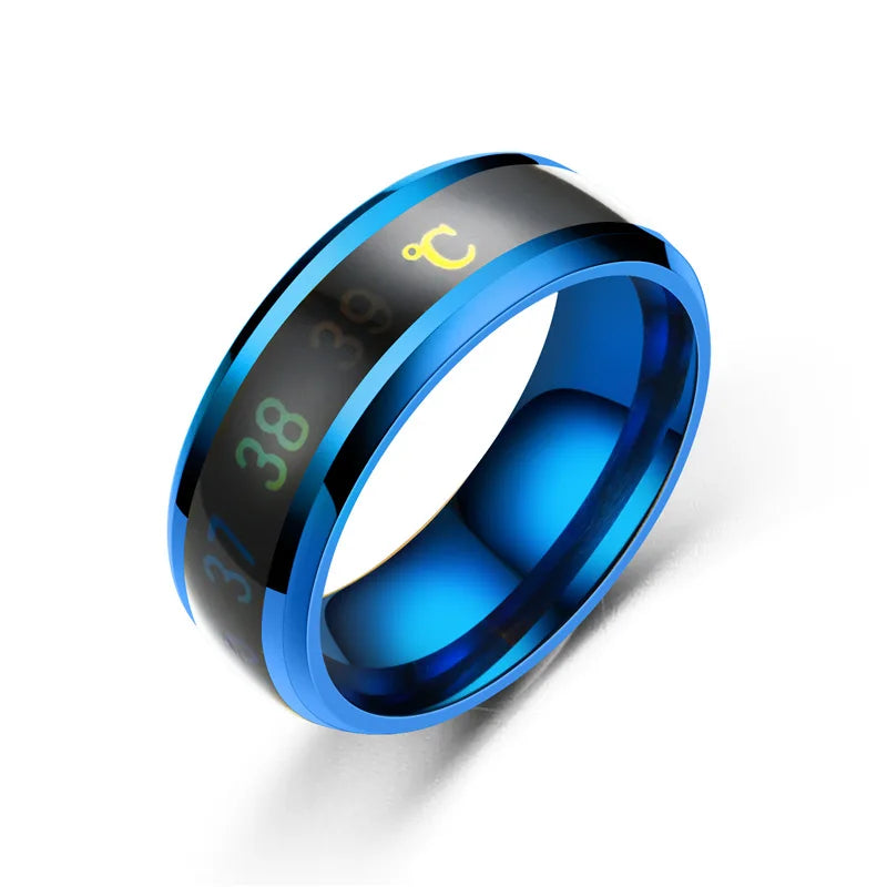 Temperature Ring Titanium Steel Mood Emotion Feeling Intelligent Temperature Sensitive Ring for Women and Men - خاتم تيتانيوم فولاذي حساس لدرجة الحرارة، يتفاعل بذكاء مع المزاج والمشاعر، مقاوم للماء، مجوهرات رائعة للرجال والنساء