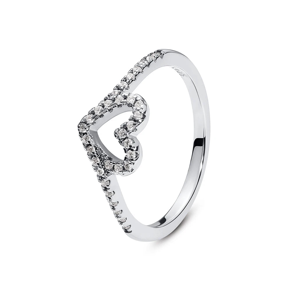 Original 925 Sterling Silver Rings for Women - خواتم فضة استرلينية أصلية للنساء بتصميم تاج وقلب وشمس وقمر، مثالية للخطوبة والزفاف، بلمعة ذهبية وزركون مرصعة، مجوهرات فاخرة