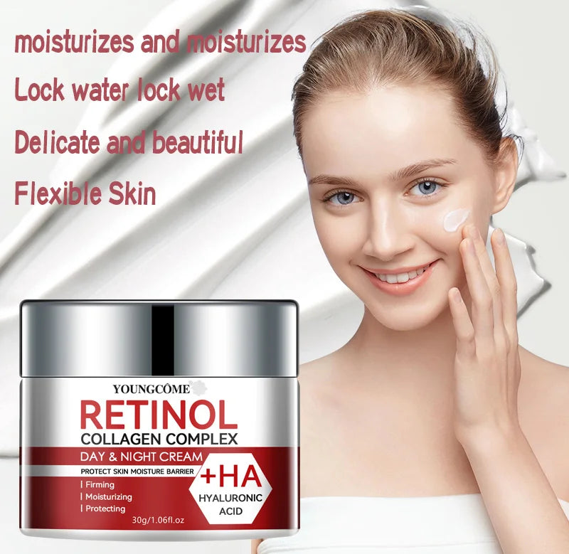 Retinol Collagen Facial Care Moisturizing Cream - Restore and Nourish! Perfect for dry and rough skin, this cream deeply hydrates and revitalizes. Ideal for aging skin. Treat yourself to luxurious skincare today!
"كريم ترطيب البشرة بالكولاجين ضد الشيخوخة