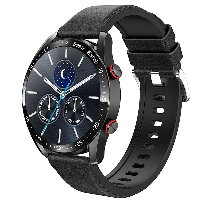 Men's Smart Health Watch: ECG+PPG, Bluetooth Calls, Blood Pressure, Fitness Tracking, Waterproof, Sports Smartwatch with Box.
ساعة ذكية للرجال: رصد ECG+PPG، مكالمات بلوتوث، ضغط الدم، تتبع اللياقة البدنية، مقاومة للماء، ساعة ذكية للرياضة مع علبة.