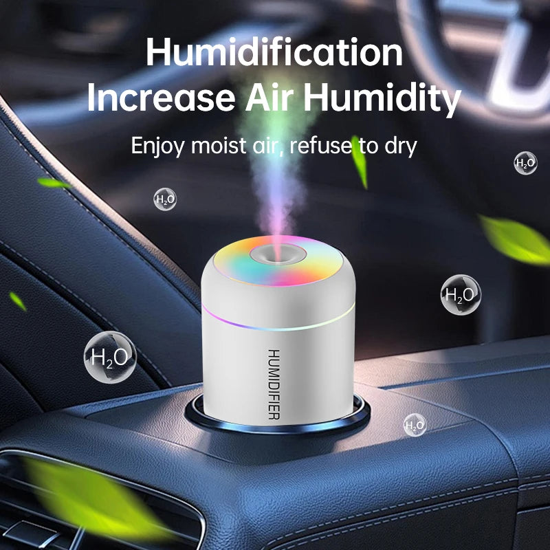 Mini USB Electric Aroma Diffuser for Car, Home, Bedroom - مرطب هواء مصغر بسعة 180 مليلتر مع منفذ USB ومنقي للزيوت الأساسية ومصنع للضباب العطري مع إضاءة للسيارة والمنزل وغرفة النوم