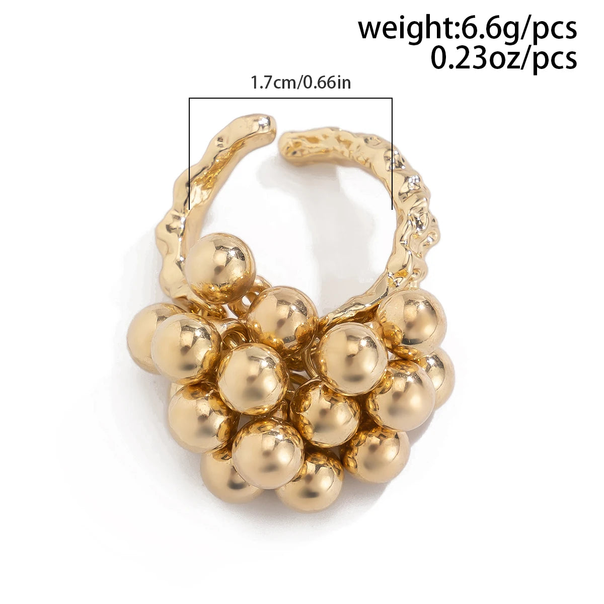 IngeSight.Z Creative Design CCB Small Ball Ring for Women and Men - Trending Irregular Metal Open Finger Ring, Couple Punk Jewelry - حلقة كرة صغيرة من مادة CCB بتصميم إبداعي من IngeSight.Z للنساء والرجال، مجوهرات عصرية غير منتظمة