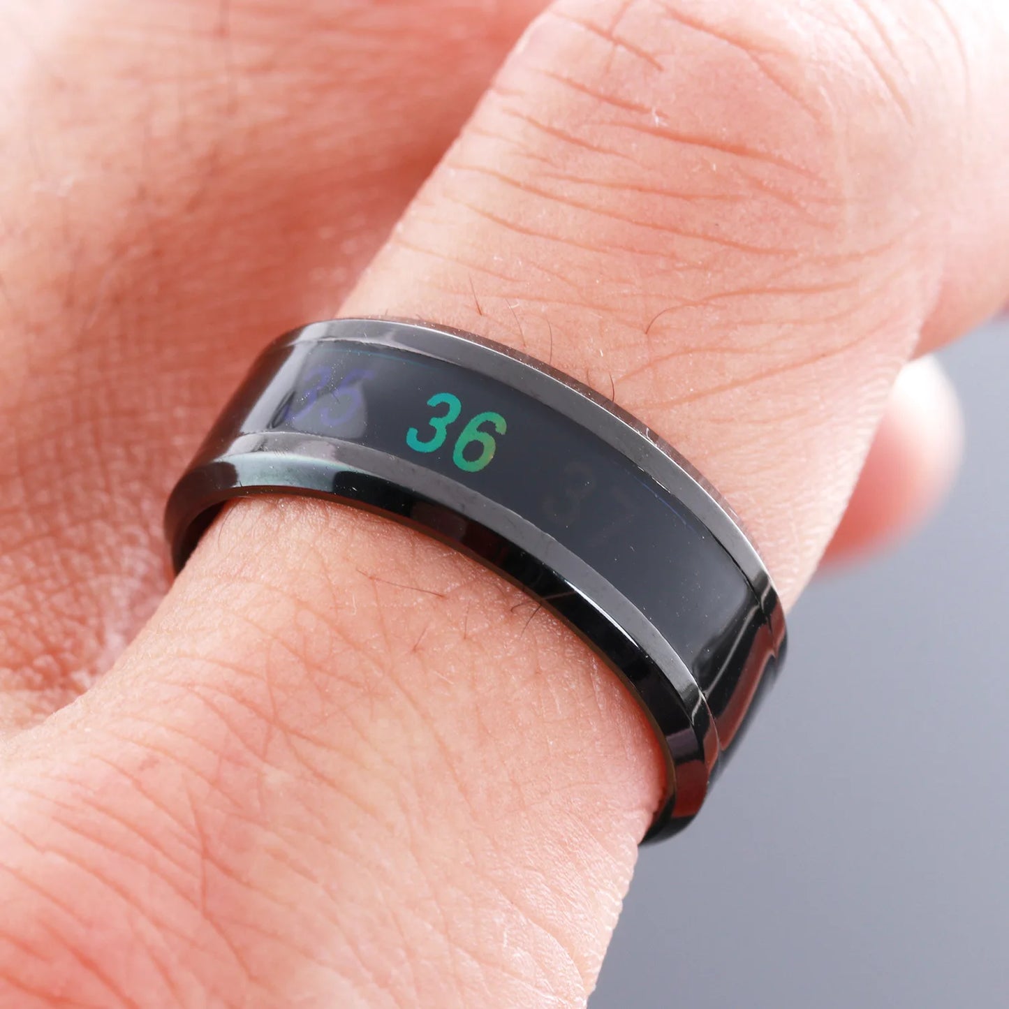 Temperature Ring Titanium Steel Mood Emotion Feeling Intelligent Temperature Sensitive Ring for Women and Men - خاتم تيتانيوم فولاذي حساس لدرجة الحرارة، يتفاعل بذكاء مع المزاج والمشاعر، مقاوم للماء، مجوهرات رائعة للرجال والنساء